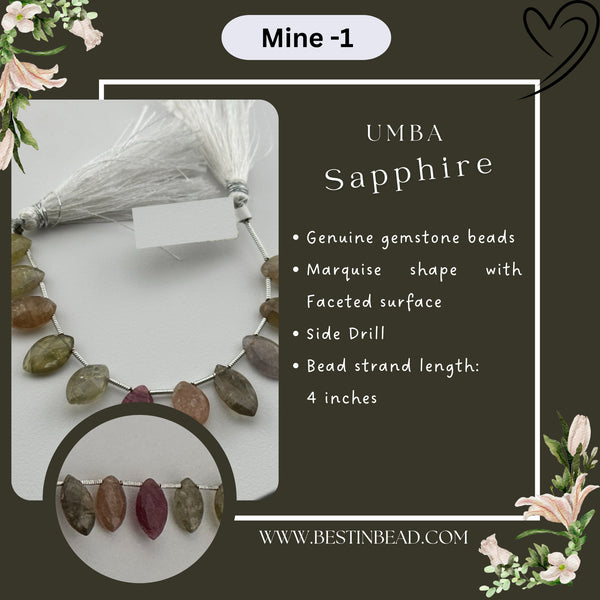 Umba Sapphire Marquise Bead Strand