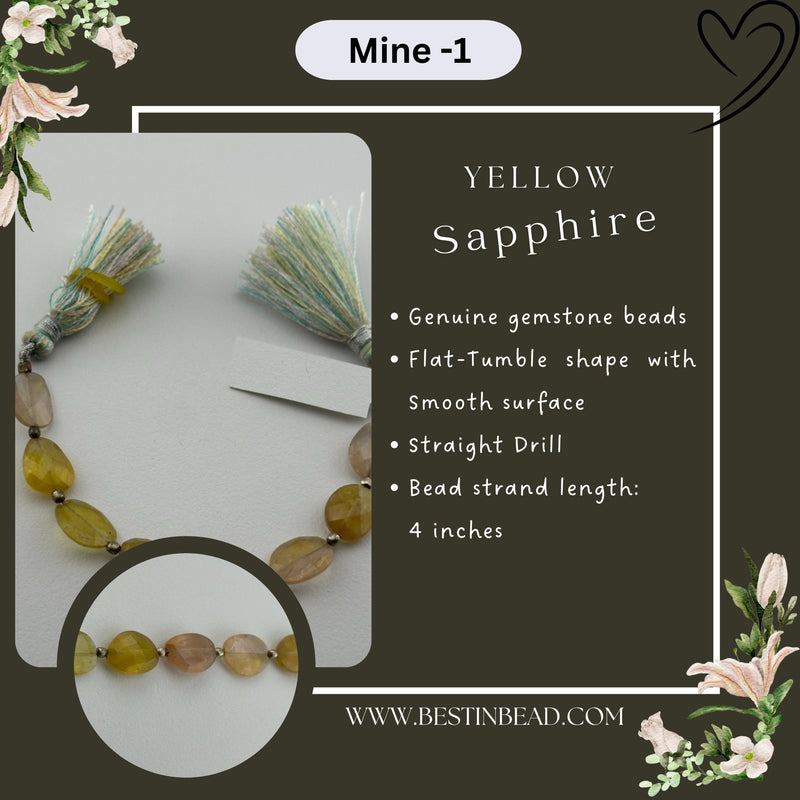 Yellow Sapphire Flat Tumble Bead Strand