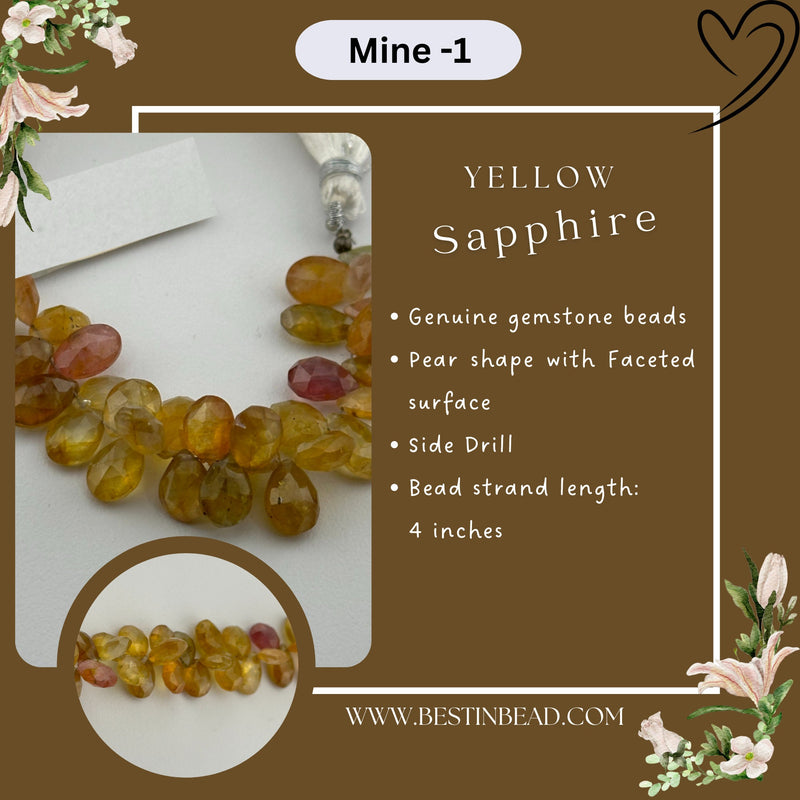 Yellow Sapphire Pear Bead Strand