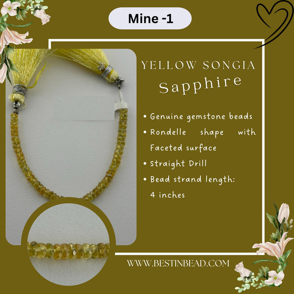 Yellow Songya Sapphire Teardrop Bead Strand