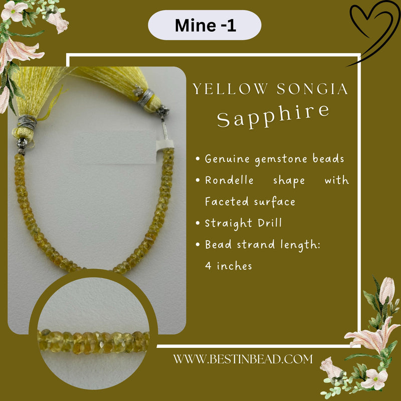 Yellow Songya Sapphire Teardrop Bead Strand