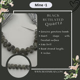 Black Rutile/Termilated Quartz Heart Bead Strand
