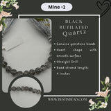 Black Rutile/Termilated Quartz Heart Bead Strand