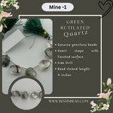 Green Rutilated Quartz Heart Bead Strand