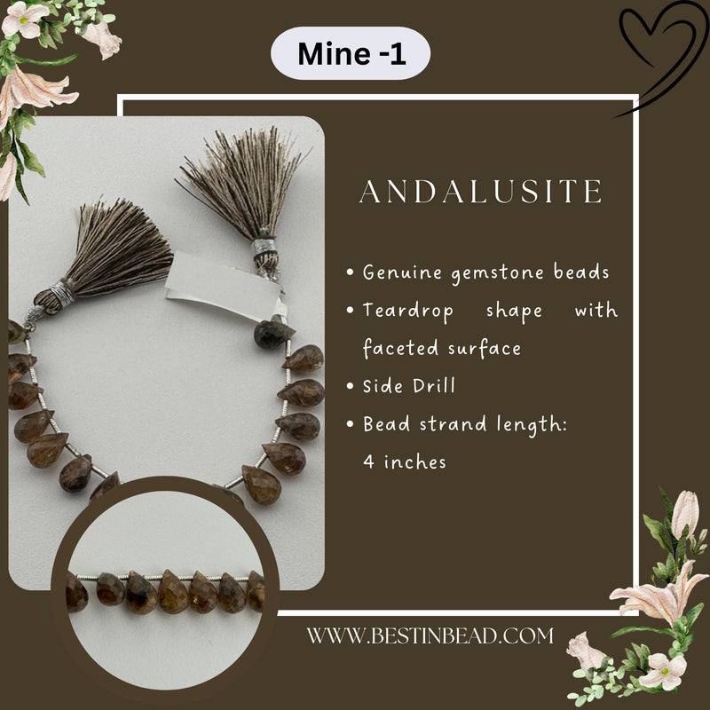 Andalusite Natural Teardrop Bead Strand
