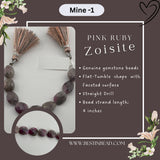 Ruby Pink Zoisite Flat Tumble Bead Strand