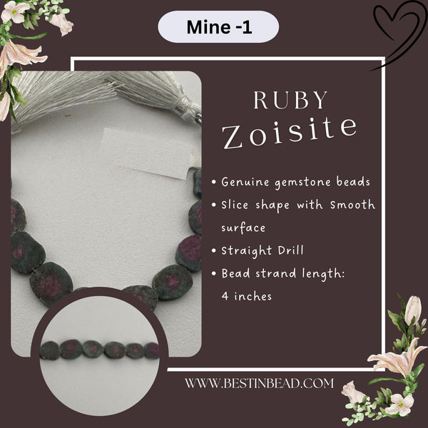 Ruby Zoisite Slice Bead Strand