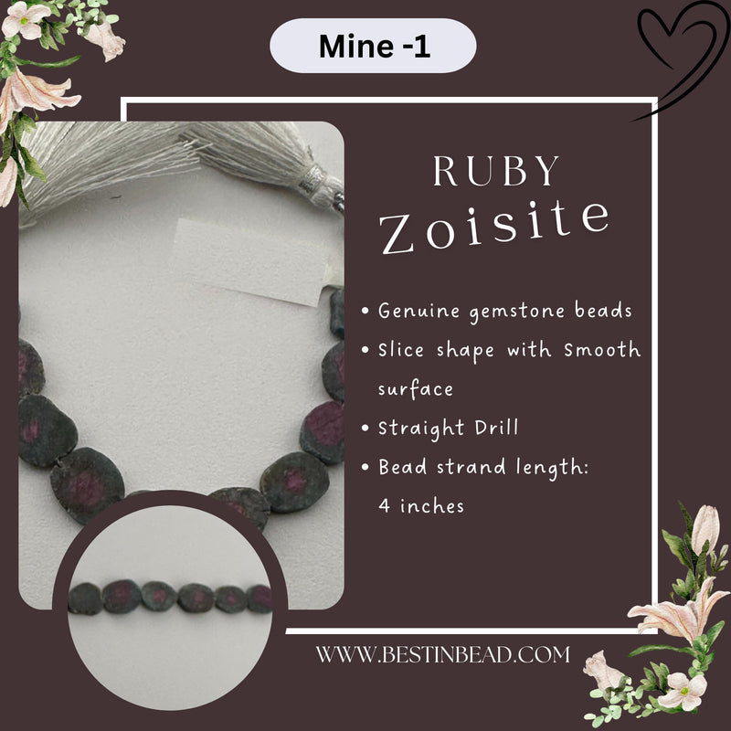 Ruby Zoisite Slice Bead Strand