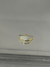 Rainbow Moonstone Moon/Crescent Pendant - Boho Chic Gemstone Necklace with 24kt Gold Elegance