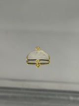 Rainbow Moonstone Moon/Crescent Pendant - Boho Chic Gemstone Necklace with 24kt Gold Elegance