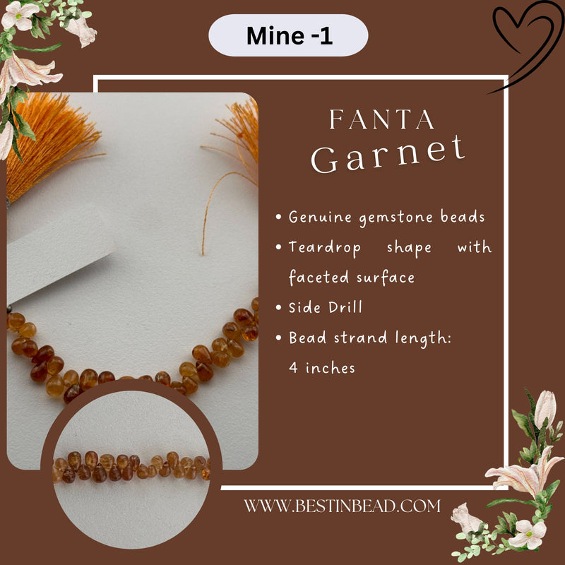 Fanta Garnet Teardrop Bead Strand