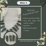 Moss Aquamarine Natural Long Slice Bead Strand