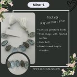 Moss Aquamarine Natural Pear Bead Strand