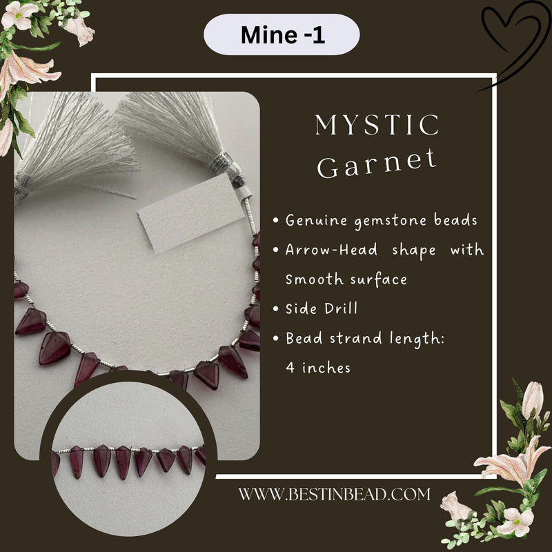 Mystic Garnet Arrow Head Bead Strand