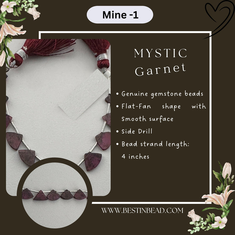 Mystic Garnet Flat Fan Bead Strand