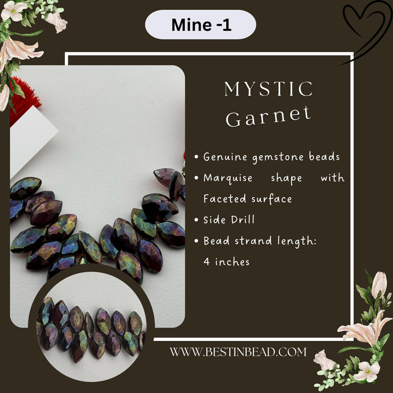 Mystic Garnet Marquise Bead Strand