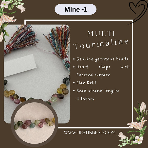 Multi Tourmaline Heart Bead Strand
