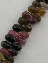 Multi Tourmaline Faceted Teardrop 4 inch Bead Strand 5X6.5-6.5X10mm & 39 Cts Natural Semi Precious Gemstone Birthstone Women Jewelry Making
