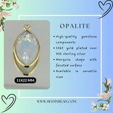 Opalite Marquise/Evil Eye Pendant - Boho Chic Gemstone Necklace with 24kt Gold Elegance