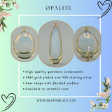 Opalite Pear/Flat Teardrop Pendant - Boho Chic Gemstone Necklace with 24kt Gold Elegance