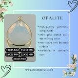 Opalite Pear/Flat Teardrop Pendant - Boho Chic Gemstone Necklace with 24kt Gold Elegance
