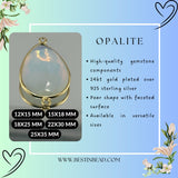 Opalite Pear/Flat Teardrop Pendant - Boho Chic Gemstone Necklace with 24kt Gold Elegance