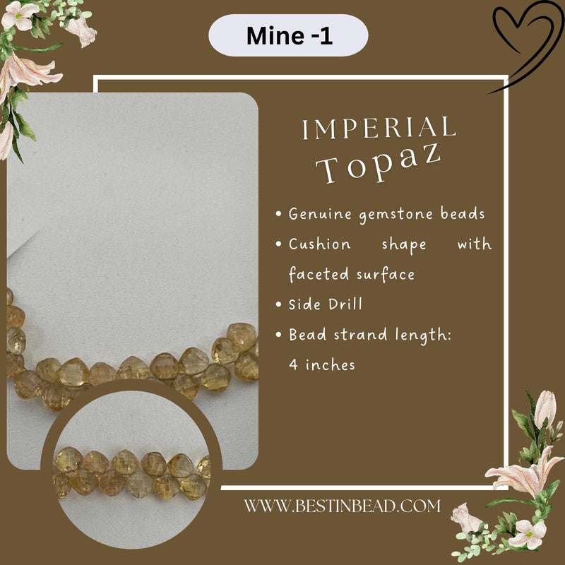 Imperial Topaz Natural Cushion Bead Strand