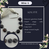 Iolite Natural Heart Bead Strand