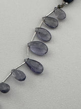 Iolite Faceted Pear 4 inch Bead Strand 5.5X9-7.5X11mm & 46 Cts Natural Semi Precious Gemstone Birthstone Women Jewelry Making Necklace DIY