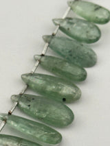 Green Kyanite Faceted Pear Beads | Natural Gemstone | 21 Carats | 4 Inch Strand | Jewelry Making | Birthstone Beads | DIY Necklace