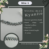 Mystic Blue Kyanite Natural Heart Bead Strand