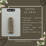 Smoky Quartz Rectangle/Bar Pendant - Boho Chic Gemstone Necklace with 24kt Gold Elegance