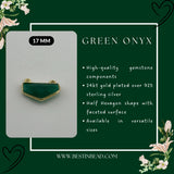 Green Onyx Chevron/Half Hexagon Pendant - Boho Chic Gemstone Necklace with 24kt Gold Elegance