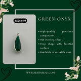 Green Onyx Rounded Teardrop Pendant - Boho Chic Gemstone Necklace with 925 sterling silver Elegance