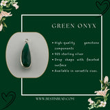 Green Onyx Rounded Teardrop Pendant - Boho Chic Gemstone Necklace with 925 sterling silver Elegance