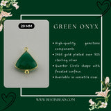 Green Onyx Bell/Quarter Circle Pendant - Boho Chic Gemstone Necklace with 24kt Gold Elegance