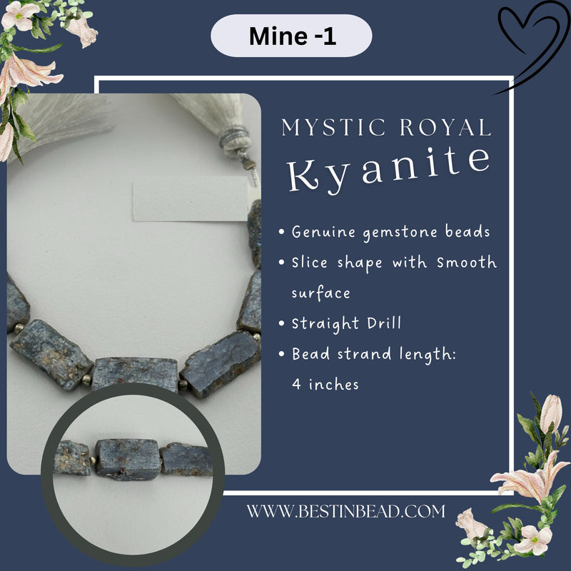 Mystic Royal Kyanite Natural Slice Bead Strand