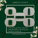 Green Onyx Rectangle/Bar Pendant - Boho Chic Gemstone Necklace with 24kt Gold Elegance