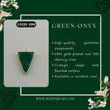 Green Onyx Triangle Pendant - Boho Chic Gemstone Necklace with 24kt Gold Elegance