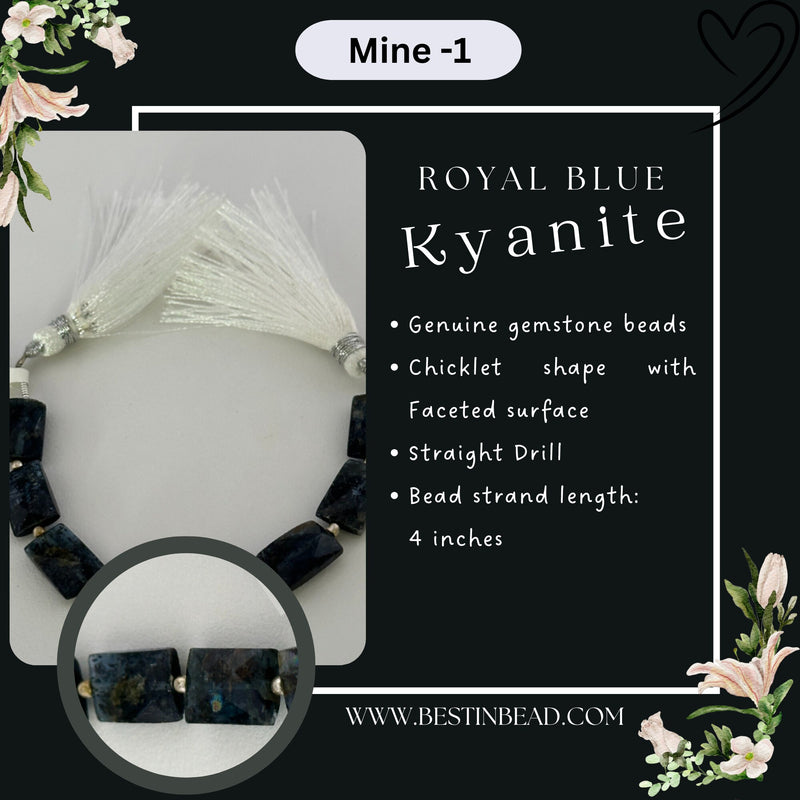 Royal Blue Kyanite Natural Chicklet Bead Strand