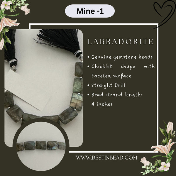 Labradorite Natural Chicklet Bead Strand