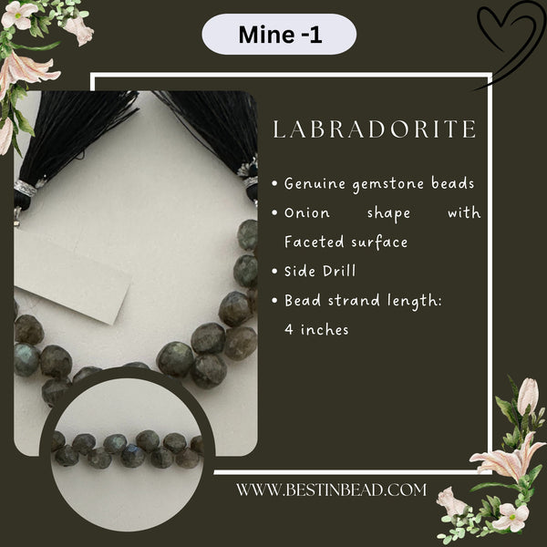 Labradorite Natural Onion Bead Strand