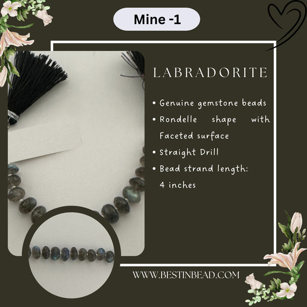 Labradorite Natural Rondelle Bead Strand