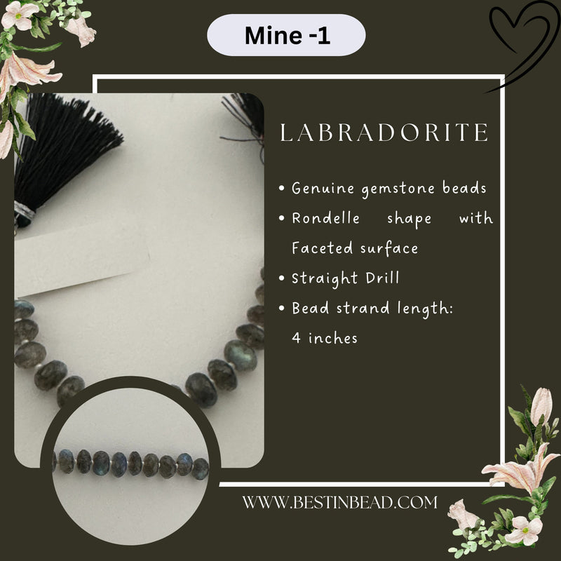 Labradorite Natural Rondelle Bead Strand
