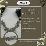 Gray Moonstone Natural Pear Bead Strand