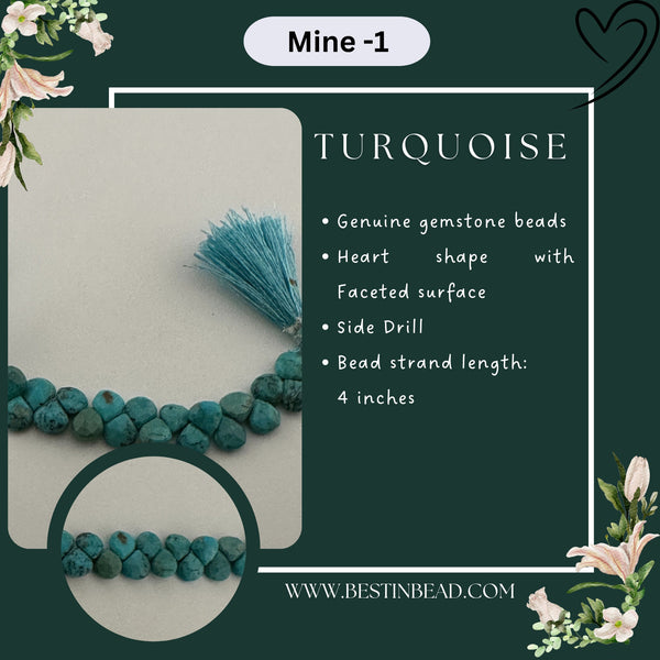 Turquoise Natural Natural Heart Bead Strand
