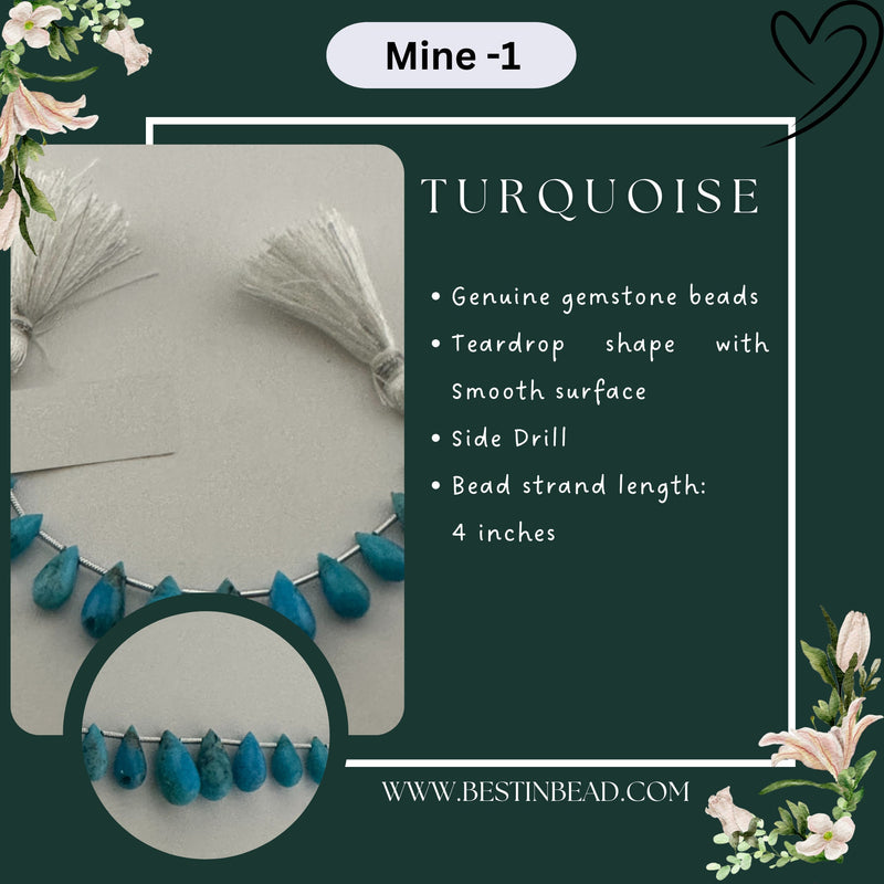 Turquoise Natural Teardrop Bead Strand