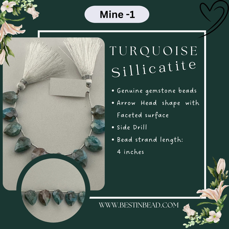Turquoise Sillicatite Teardrop Bead Strand