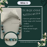 Turquoise Sillicatite Cube Bead Strand