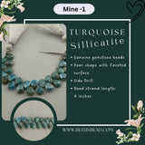 Turquoise Sillicatite Pear Bead Strand